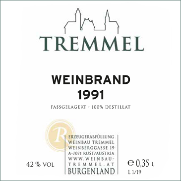Weinbrand 1991, fassgelagert / 0,35l